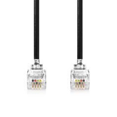   Telekommunikácós kábel | RJ10 Dugasz | RJ10 Dugasz | 5.00 m | Kábelkialakítás: Tekercselt | Kábel típus: RJ10 | Fekete | Boríték