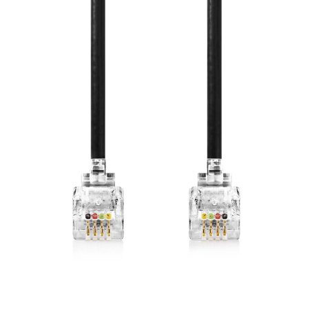 Telekommunikácós kábel | RJ10 Dugasz | RJ10 Dugasz | 5.00 m | Kábelkialakítás: Tekercselt | Kábel típus: RJ10 | Fekete | Boríték