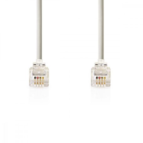 Telekommunikácós kábel | RJ10 Dugasz | RJ10 Dugasz | 2.00 m | Kábelkialakítás: Tekercselt | Kábel típus: RJ10 | Elefántcsont