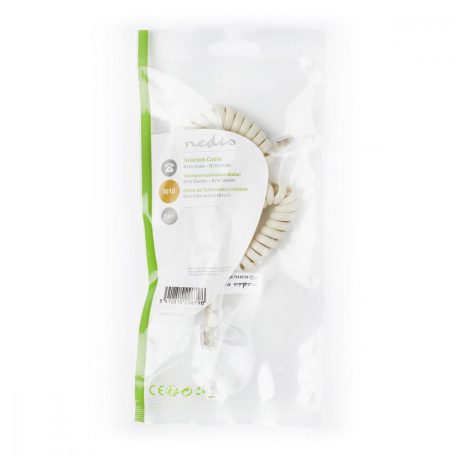 Telekommunikácós kábel | RJ10 Dugasz | RJ10 Dugasz | 2.00 m | Kábelkialakítás: Tekercselt | Kábel típus: RJ10 | Elefántcsont