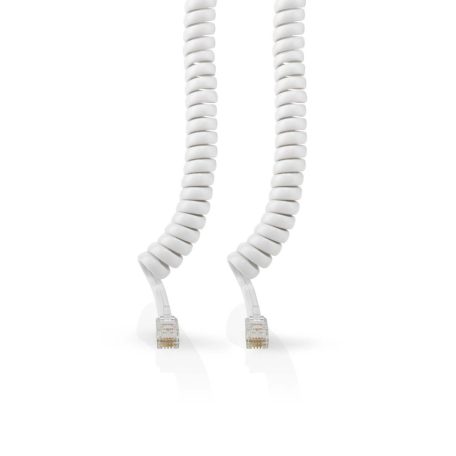 Telekommunikácós kábel | RJ10 Dugasz | RJ10 Dugasz | 2.00 m | Kábelkialakítás: Tekercselt | Kábel típus: RJ10 | Fehér | Boríték