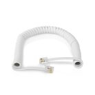 Telekommunikácós kábel | RJ10 Dugasz | RJ10 Dugasz | 2.00 m | Kábelkialakítás: Tekercselt | Kábel típus: RJ10 | Fehér | Boríték