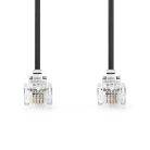 Telekommunikácós kábel | RJ11 Dugasz | RJ11 Dugasz | 5.00 m | Kábelkialakítás: Lapos | Fémbevonás: Aranyozott | Kábel típus: RJ11 | Fekete | Boríték