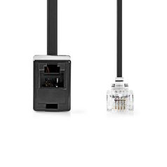   Telkommunikációs hosszabbító Kábel | RJ11 Dugasz | RJ11 Aljzat | 10.0 m | Kábelkialakítás: Lapos | Kábel típus: RJ11 | Fekete | Boríték