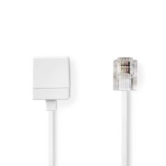   Telkommunikációs hosszabbító Kábel | RJ11 Dugasz | RJ11 Aljzat | 10.0 m | Kábelkialakítás: Lapos | Fémbevonás: Aranyozott | Kábel típus: RJ11 | Fehér | Boríték