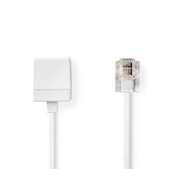   Telkommunikációs hosszabbító Kábel | RJ11 Dugasz | RJ11 Aljzat | 5.00 m | Kábelkialakítás: Lapos | Kábel típus: RJ11 | Fehér