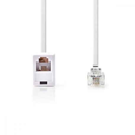 Telkommunikációs hosszabbító Kábel | RJ11 Dugasz | RJ11 Aljzat | 5.00 m | Kábelkialakítás: Lapos | Kábel típus: RJ11 | Fehér