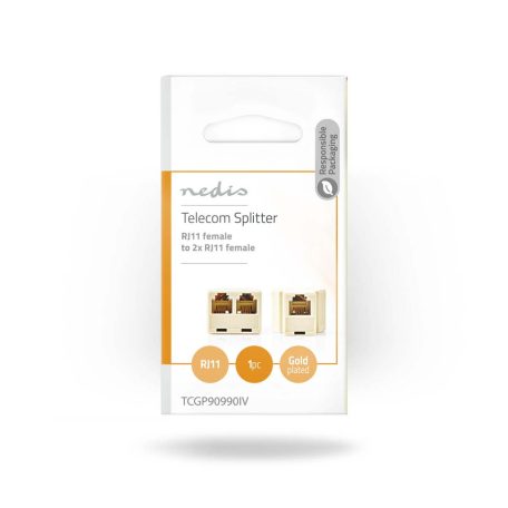 Telecom fali doboz | Csatlakozó típus: RJ11 | RJ11 Aljzat | 2x RJ11 (4/6) Aljzat | Splitter | ABS | Elefántcsont | Boríték