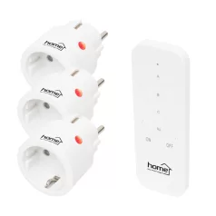   Home TH2313 távirányítható mini hálózati aljzat szett, 2300 W, 3 aljzat + 1 távirányító, 40m hatótáv