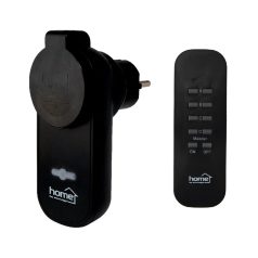   Home THO 111 távirányítható kültéri hálózati aljzatszett, 40 m hatótáv, IP44 védelem, max. 1000 W, rádiós összeköttetés, 230 V, fekete