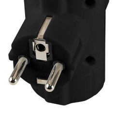   Home TPF-26/BK hálózati elosztó, T-alakú, 3 földelt aljzat gyermekvédelemmel, max. 3680W, fekete