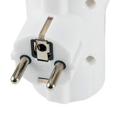   Home TPF-26 hálózati elosztó, T-alakú, 3 földelt aljzat gyermekvédelemmel, max. 3680W, fehér