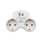 HOME TPF2USBC USBC hálózati töltő, 2.1A, max. 3680 W, 2 db földelt hálózati aljzat gyermekvédő zsaluval