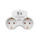 HOME TPF2USBC USBC hálózati töltő, 2.1A, max. 3680 W, 2 db földelt hálózati aljzat gyermekvédő zsaluval