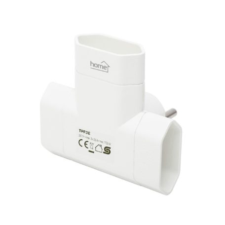 HOME TPF3E T elosztó, 3-as EURO aljzat, 250V~, max. 1850 W, 3x2,5A, fehér