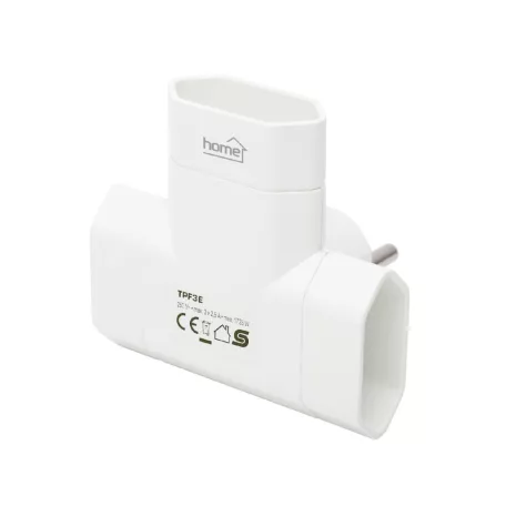 HOME TPF3E T elosztó, 3-as EURO aljzat, 250V~, max. 1850 W, 3x2,5A, fehér