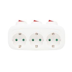   Home TPF 3K földelt hálózati T" elosztó, 3 db földelt aljzat, 3 kapcsoló"