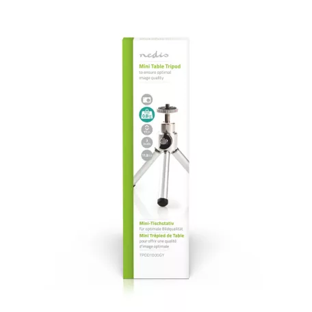 Háromlábú Állvány | Maximális terhelési kapacitás: 0.8 kg | Minimális munka magasság: 11 cm | Maximális munka magasság: 14.5 cm | 1 Szegmens | Ball Head | Utazó táskát tartalmaz | ABS / Acél | Ezüst