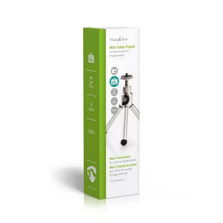 Háromlábú Állvány | Maximális terhelési kapacitás: 0.8 kg | Minimális munka magasság: 11 cm | Maximális munka magasság: 14.5 cm | 1 Szegmens | Ball Head | Utazó táskát tartalmaz | ABS / Acél | Ezüst