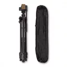 Háromlábú Állvány | Maximális terhelési kapacitás: 2.5 kg | Minimális munka magasság: 60.5 cm | Maximális munka magasság: 147.5 cm | 3 Szegmens | Billenthető & Forgatható | Utazó táskát tartalmaz | Önbeálló Láb | ABS / Alumínium | Fekete