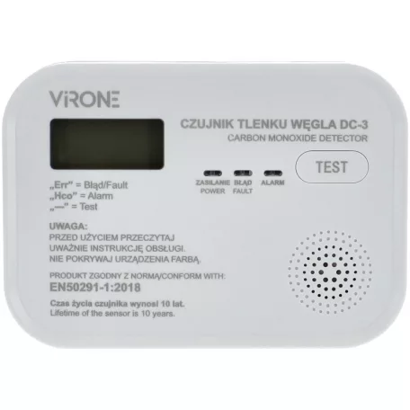 TRACON CO218A Szén-monoxid (CO) érzékelő 4,5 VDC (3×1,5V AA), >85 dB VIRONE DC3 AKCIÓS