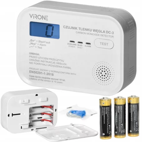 TRACON CO218A Szén-monoxid (CO) érzékelő 4,5 VDC (3×1,5V AA), >85 dB VIRONE DC3 AKCIÓS