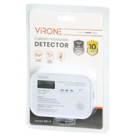 TRACON CO218A Szén-monoxid (CO) érzékelő 4,5 VDC (3×1,5V AA), >85 dB VIRONE DC3 AKCIÓS