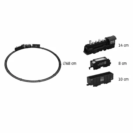 HOME TRN04 elemes kisvasút, 68cm-es pálya, mozdony/szeneskocsi/vagon, világít és zenél, elemes tápellátás, beltéri kivitel