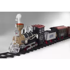   HOME TRN 01 elemes kisvasút, 1 mozdony és 3 vagon, vízgőzt képez, piros LED világítás, hanghatás, 47 cm-es pálya