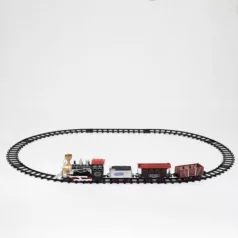   HOME TRN 01 elemes kisvasút, 1 mozdony és 3 vagon, vízgőzt képez, piros LED világítás, hanghatás, 47 cm-es pálya