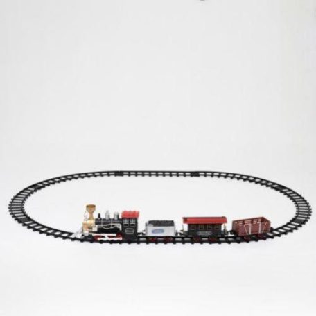 HOME TRN 01 elemes kisvasút, 1 mozdony és 3 vagon, vízgőzt képez, piros LED világítás, hanghatás, 47 cm-es pálya