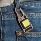 True Utility Cliplite, TU918, kulcstartó karabiner, tölthető lámpa, 4 funkció, 47 lm COB LED, Li-ion, marhabőr szíj, rozsdamentes acélváz