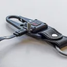 True Utility Cliplite, TU918, kulcstartó karabiner, tölthető lámpa, 4 funkció, 47 lm COB LED, Li-ion, marhabőr szíj, rozsdamentes acélváz