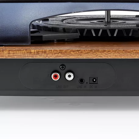 Lemezjátszó | 33 / 45 / 78 rpm | Szíj Hajtás | 1x Sztereo RCA | 9 W | Beépített (elő)erősítő | ABS / MDF | Barna / Fekete