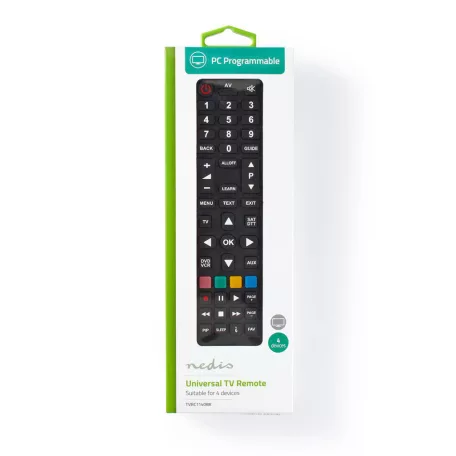 Univerzális távirányító | Programozható | 4 Eszköz | Tiszta Lay-out | Infravörös | Fekete