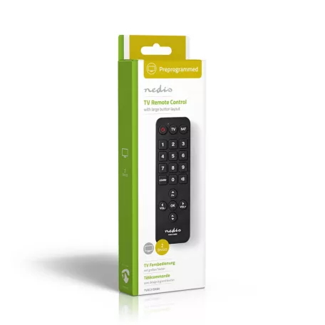 Univerzális távirányító | Előre Programozott | 2 Eszköz | Disney + Button / Nagy Gombok / Netflix Gomb | Infravörös | Fekete