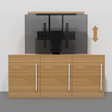 Motoros TV Lift | 37 - 65 " | Maximális támogatott képernyő súly: 50 kg | Beépített szekrény tervezés | Emelési tartomány: 68-158 cm | Távvezérelt | ABS / Acél | Fekete