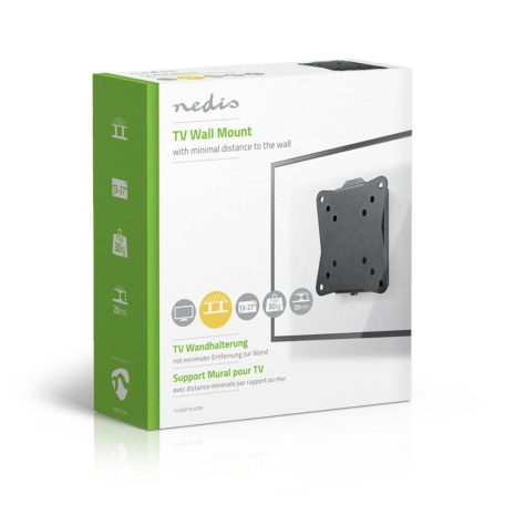 Fix TV fali tartó | 13 - 27 " | Maximális támogatott képernyő súly: 30 kg | Maximális fal távolság: 20 mm | Acél | Fekete