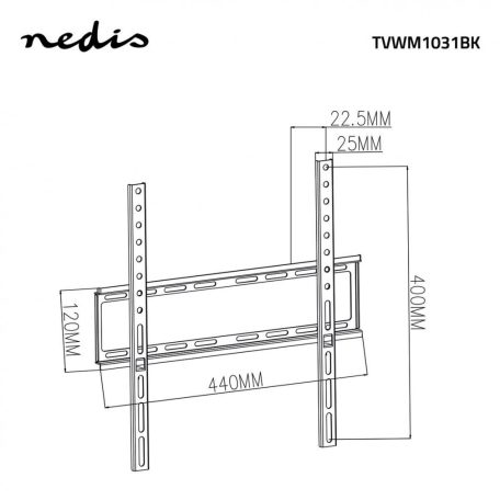 NEDIS Fix TV fali tartó | 23-55 " | Maximális támogatott képernyő súly: 35 kg | Maximális fal távolság: 23 mm | Acél | Fekete