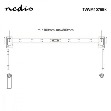 Fix TV fali tartó | 43 - 90 " | Maximális támogatott képernyő súly: 50 kg | Maximális fal távolság: 14.5 mm | Acél | Fekete