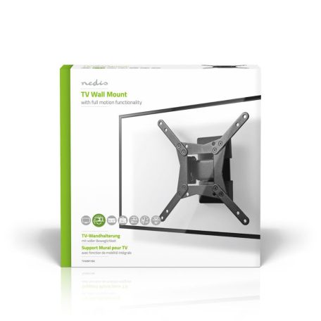 Minden Irányban Mozgatható TV fali tartó | 10 - 32 " | Maximális támogatott képernyő súly: 30 kg | Dönthető | Forgatható | Maximális fal távolság: 68 mm | Maximális fal távolság: 68 mm | 1 Forgás Pont | Acél | Fekete