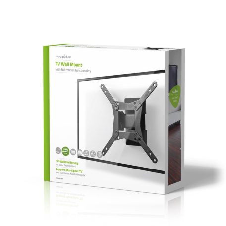 Minden Irányban Mozgatható TV fali tartó | 10 - 32 " | Maximális támogatott képernyő súly: 30 kg | Dönthető | Forgatható | Maximális fal távolság: 68 mm | Maximális fal távolság: 68 mm | 1 Forgás Pont | Acél | Fekete