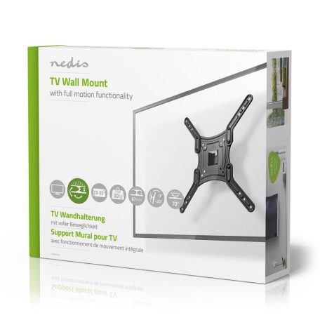 Minden Irányban Mozgatható TV fali tartó | 23 - 55 " | Maximális támogatott képernyő súly: 30 kg | Dönthető | Forgatható | Maximális fal távolság: 67 mm | Maximális fal távolság: 67 mm | 1 Forgás Pont | ABS / Acél | Fekete