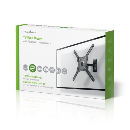 Minden Irányban Mozgatható TV fali tartó | 23 - 55 " | Maximális támogatott képernyő súly: 30 kg | Dönthető | Forgatható | Maximális fal távolság: 67 mm | Maximális fal távolság: 197 mm | 2 Forgás Pont | ABS / Acél | Fekete