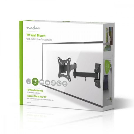 Minden Irányban Mozgatható TV fali tartó | 13-27 " | Maximális  súly: 15 kg | Dönthető | Forgatható | Maximális fal távolság: 60 mm | Maximális fal távolság: 350 mm | 3 Forgás Pont | ABS / Acél | Fekete