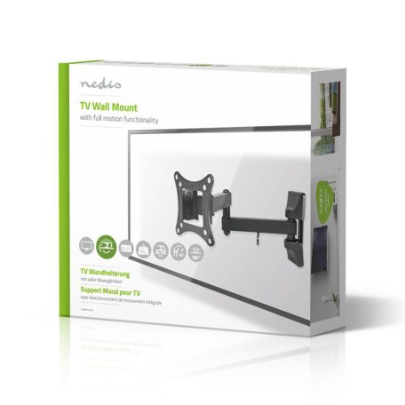 Minden Irányban Mozgatható TV fali tartó | 13 - 27 " | Maximális támogatott képernyő súly: 15 kg | Dönthető | Forgatható | Maximális fal távolság: 60 mm | Maximális fal távolság: 350 mm | 3 Forgás Pont | ABS / Acél | Fekete