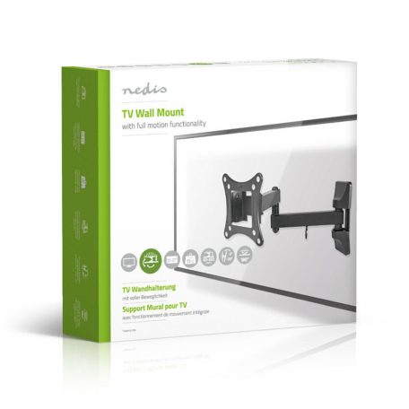 Minden Irányban Mozgatható TV fali tartó | 13 - 27 " | Maximális támogatott képernyő súly: 15 kg | Dönthető | Forgatható | Maximális fal távolság: 60 mm | Maximális fal távolság: 350 mm | 3 Forgás Pont | ABS / Acél | Fekete