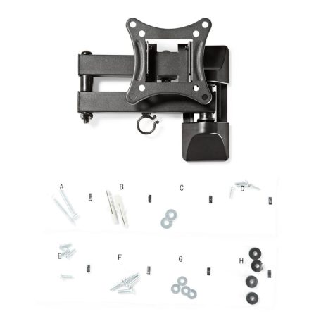 Minden Irányban Mozgatható TV fali tartó | 13 - 27 " | Maximális támogatott képernyő súly: 15 kg | Dönthető | Forgatható | Maximális fal távolság: 60 mm | Maximális fal távolság: 350 mm | 3 Forgás Pont | ABS / Acél | Fekete