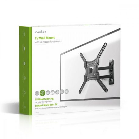 Minden Irányban Mozgatható TV fali tartó | 23-55 " | Maximális támogatott képernyő súly: 30 kg | Dönthető | Forgatható | Maximális fal távolság: 70 mm | Maximális fal távolság: 400 mm | 3 Forgás Pont | ABS / Acél | Fekete