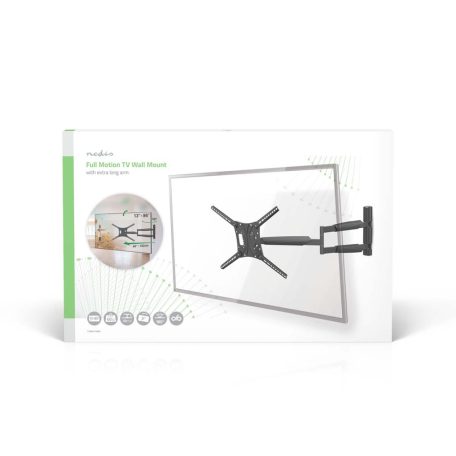 Minden Irányban Mozgatható TV fali tartó | 13 - 86 " | Maximális támogatott képernyő súly: 60 kg | Dönthető | Forgatható | Maximális fal távolság: 70 mm | Maximális fal távolság: 1020 mm | 3 Forgás Pont | ABS / Acél | Fekete